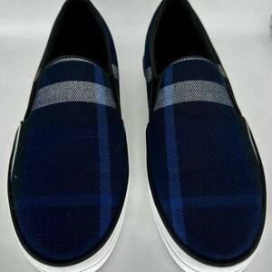Men's Blue Plaid Slip-On Shoes